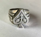 Vintage Mens Biker Lucky ACE Poker Ring .925 sterling / 14 grams unknown maker