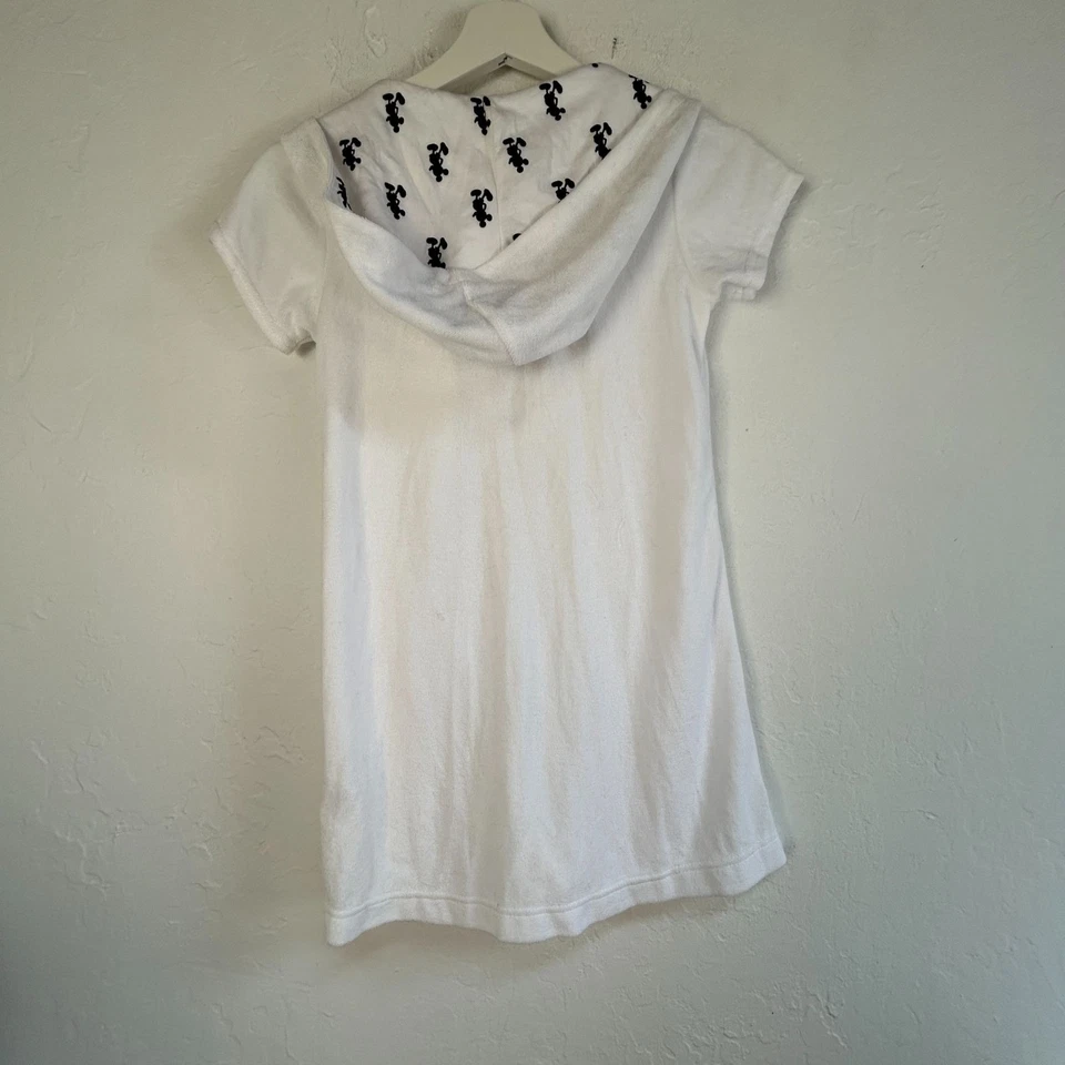 Disney Parks Kids White Hooded Terry Zip-Up Dress Cover-Up Mickey Print Medium - Image 2 of 4