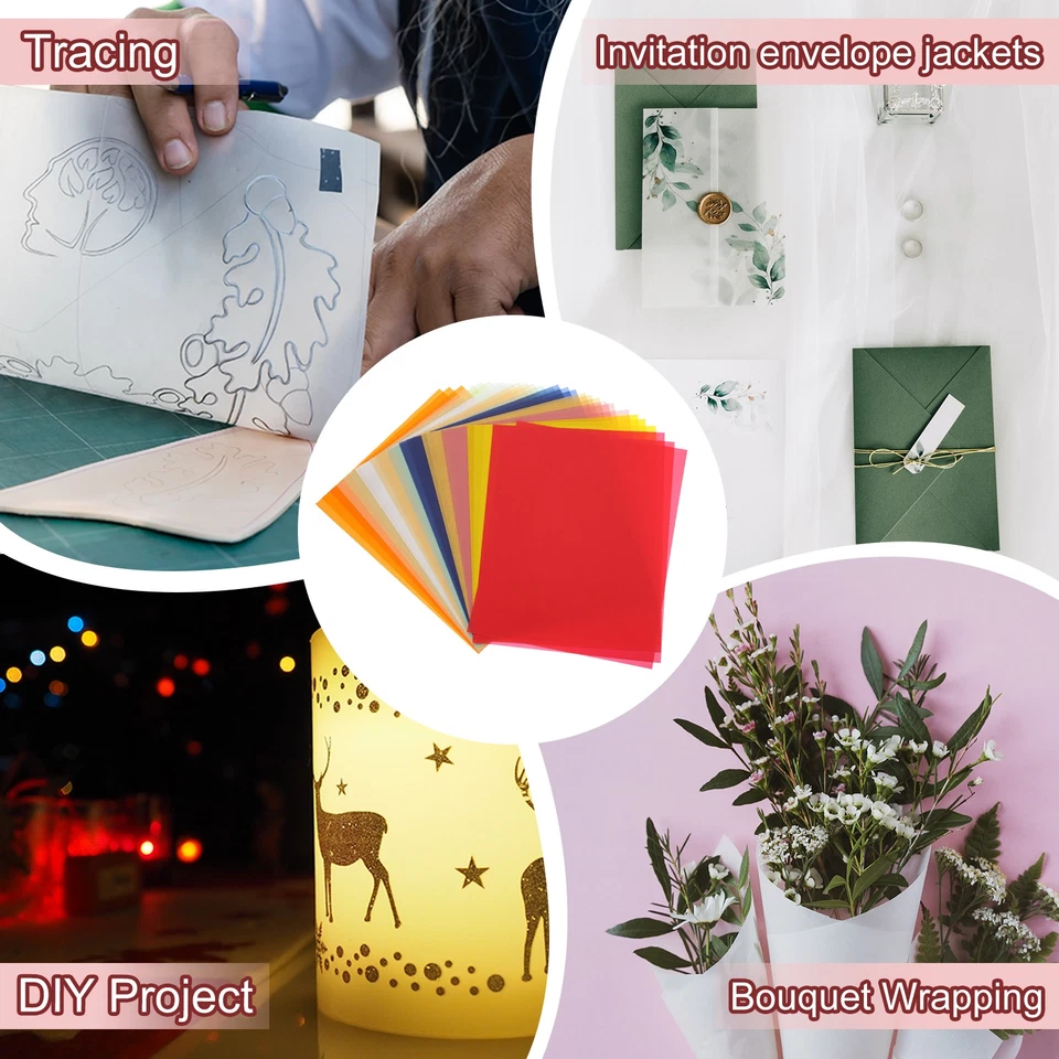 60 Hojas Papel Vitela 8.5x11, Papel Translúcido 100GSM, Beige Dorado/Blanco Foto 4 de 4