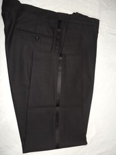 Black Formal Flat Front Tuxedo Trousers Pants 38X26.5