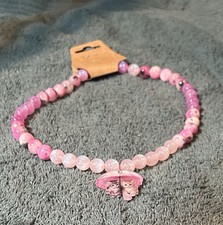 Pink Beaded Necklace With Cute Kittens Pendant For Little Girls