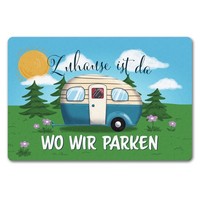 Zuhause Ist Da, Wo Wir Parken Wiese FußMatte In 40X60 Cm Ohne Rand Mit