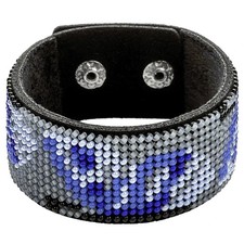 DIY Bead embroidery kit on faux leather Bracelet 3 22cm  Black unique gift