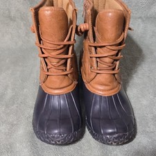 Stevies Girls Quilted Lace Up Rain Boots Brown Black Flat Heel Size 6