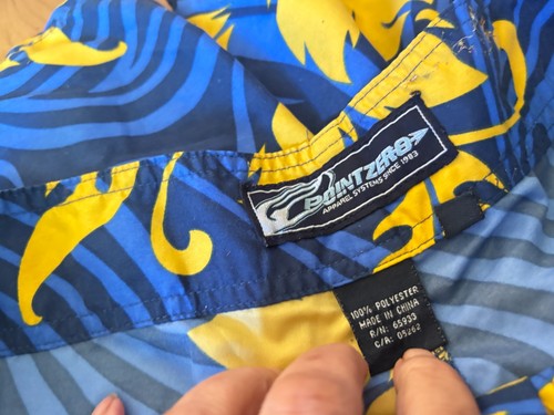 Point Zero Polyester Swim Shorts Men Large Blue Yellow Hibiscus W36 L10 R12 - Picture 3 of 5