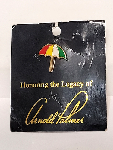 VINTAGE ARNOLD PALMER UMBRELLA LAPEL PIN, NEW !! UNUSED !!