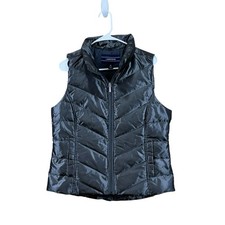 Lands End Sz M 10-12 600 Premium Down HyperDRY Vest-Full Zip-Silver Gray-NWT