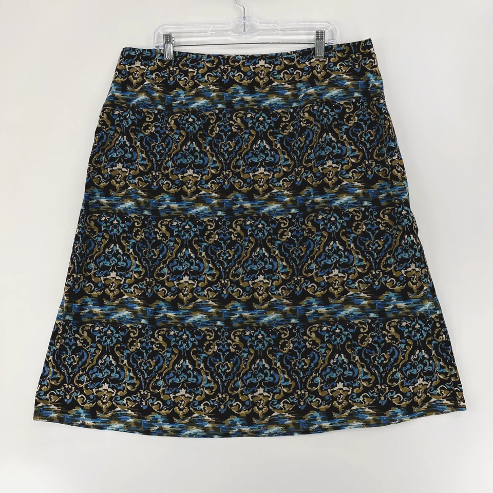Falda para mujer Style & Co talla 16W marrón azul estampado floral ajuste y acampanada Foto 2 de 4