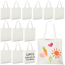 VELTAUTY Sublimation Blanks Tote Bags and Makeup Bags, 8"W x 9"H, Beige