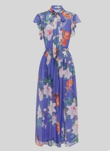 Leo Lin Grace Flutter Sleeve Midi Dress Size 12 US Women Lavish Print Moonlight - Picture 8 of 11
