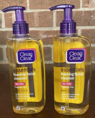 2x Clean&Clear Essentials Foaming Facial Cleanser OIL FREE 8oz ORIG FORMULA*READ