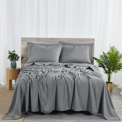 КОМПЛЕКТ ПОСТЕЛЬНОГО БЕЛЬЯ BIBB HOME 2000 COUNT ИЗ 6-ТИ ЧАСТЕЙ ВИСКОЗЫ ИЗ БАМБУКА QUEEN - CHARCOAL
