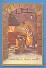 LETTONIA LETTONIA NATALE FABBRO CARTOLINA D'EPOCA B 2528