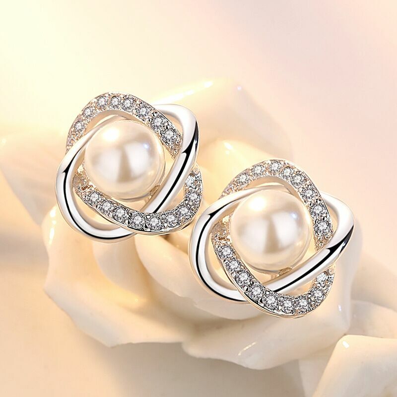 Pendientes de perlas de cristal torcidos de plata de ley 925 joyas regalo para mujer Reino Unido