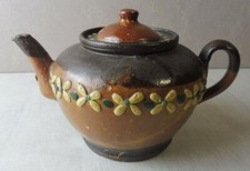 Ancienne cafetière / théière, en terre cuite vernissée, de Soufflenheim / Alsace