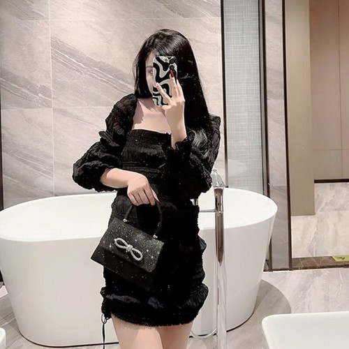 Evening Bag Lady Party Clutches Female Cocktail Prom Glitter Handbags with Chain - Picture 4 of 9