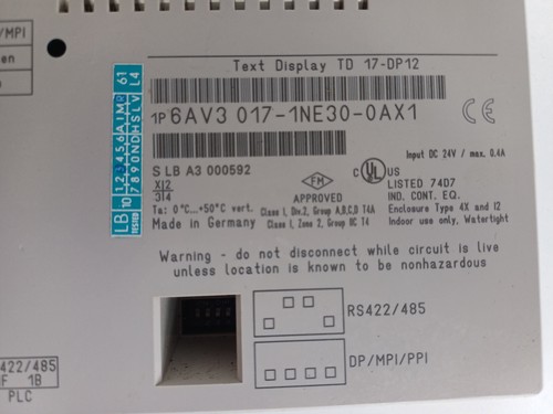 SIEMENS SIMATIC TD17 6AV3 017-1NE30-0AX1 - Bild 8 von 9