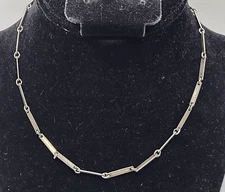 Vintage Oxidized Bar Link Necklace Industrial Minimalist 15in