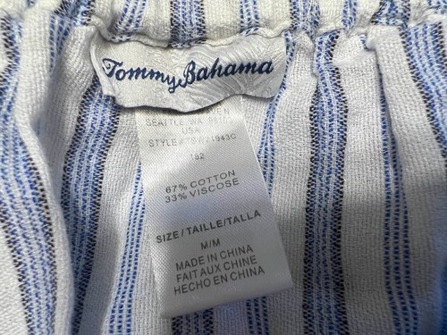 TOMMY BAHAMA Size Medium M Ticking Stripe Off The Shoulder Cover-Up Dress - Picture 10 of 14