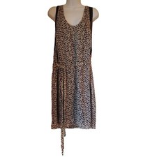 J Crew 4 Silk Blue Tan Floral Sleeveless Belted Shift Dress ELLA