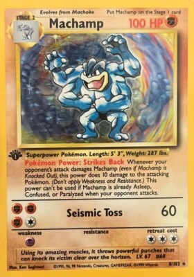 Pokémon Base Unlimited (Shadow) Machamp 1st Edition | eBay