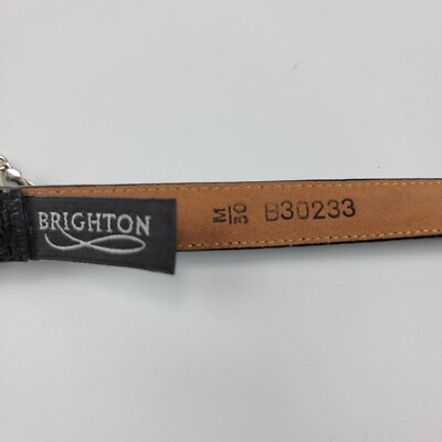BRIGHTON Women Size M 30 Black Croc Embossed Leather Silver  display picture 1