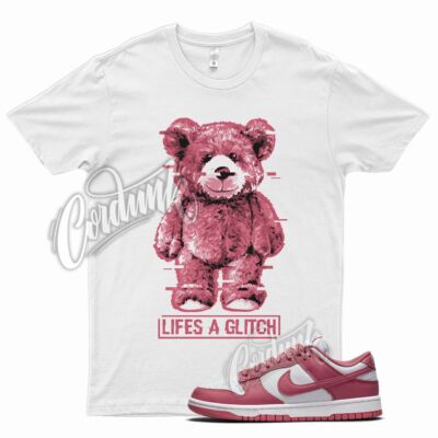 White GLITCH T Shirt for N Dunk Low Archeo Pink Salt Punch Very Berry 