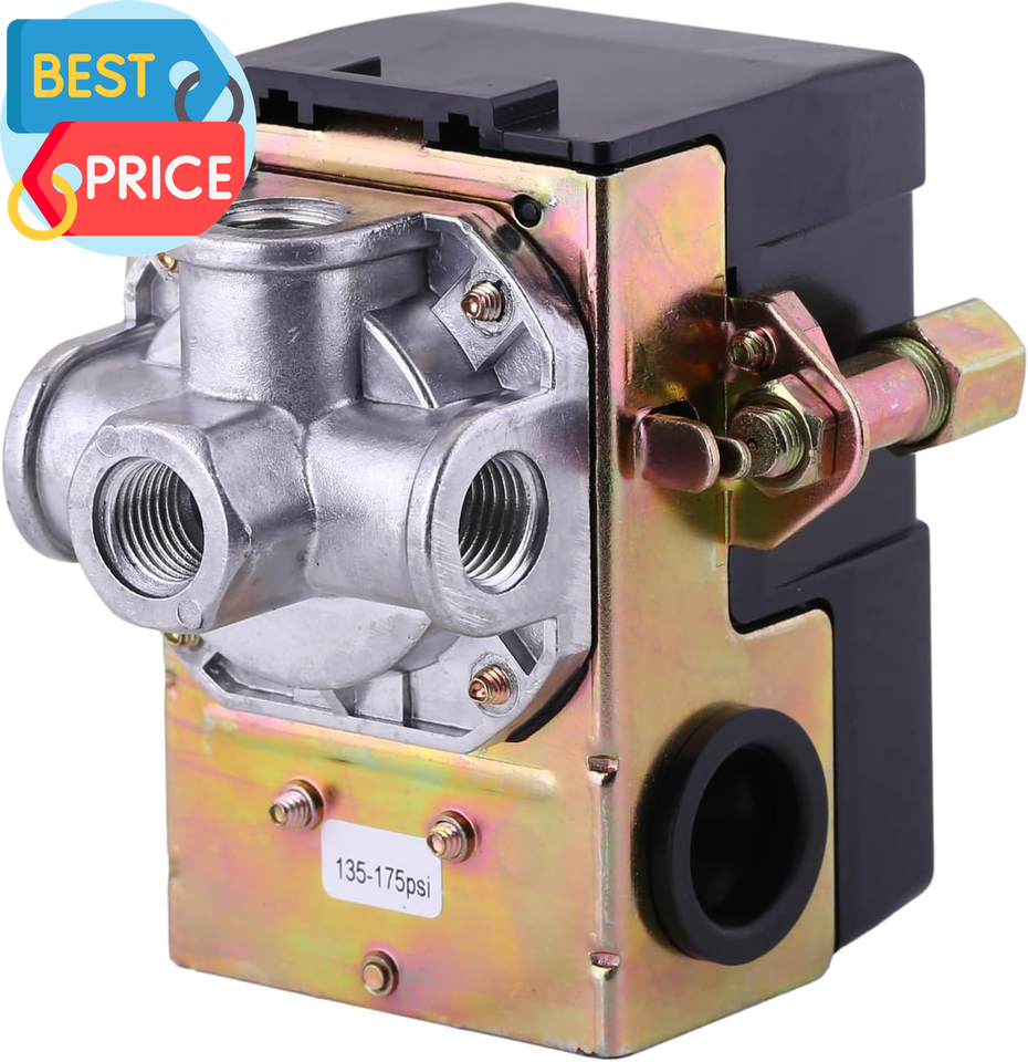 Air Compressor Pressure Switch 175 PSI 4 Port 135-175 PSI Heavy Duty 1/ ...
