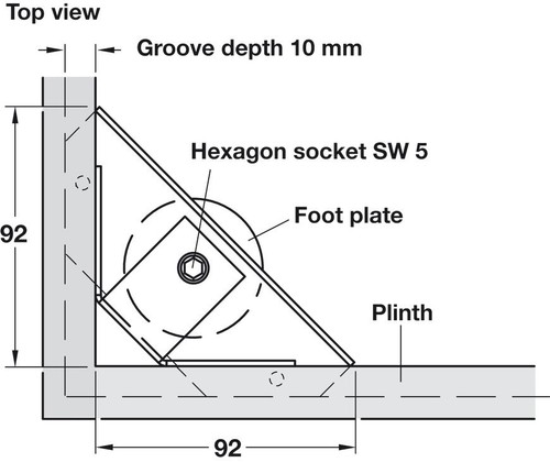 4x verstellbar Sockel-Höhenversteller Sockelfuß Eck Möbelfüße Auflage M10x70 mm - Bild 4 von 9