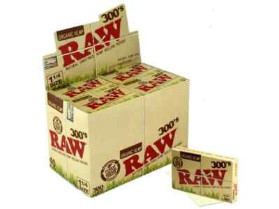 Raw 300'S Organic Papers Cigarette 1 1/4 Rolling Papers Natural Creaseless