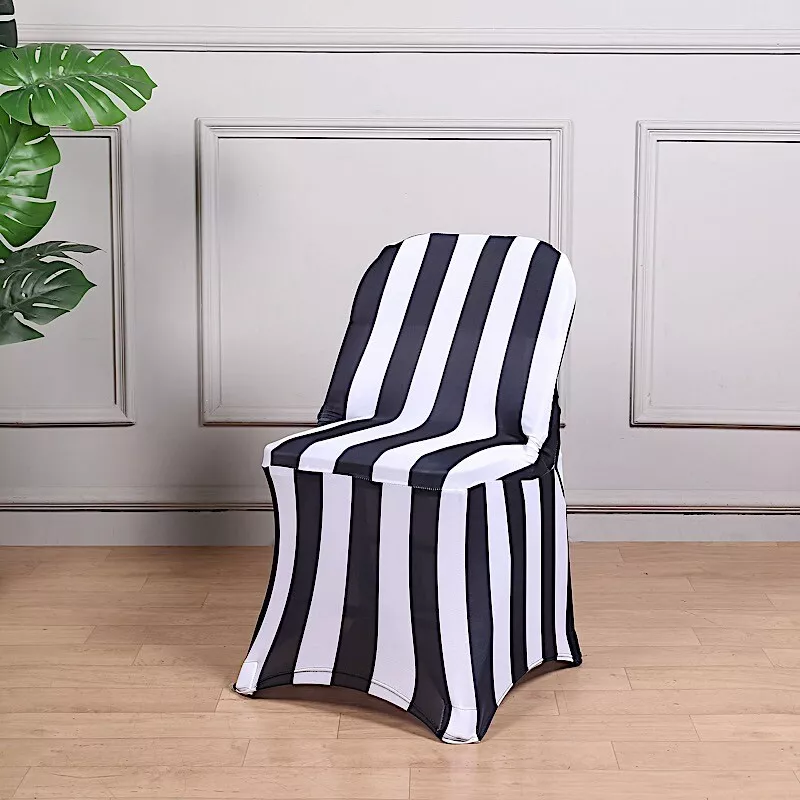 Black White Striped Premium Spandex Stretchable Folding CHAIR