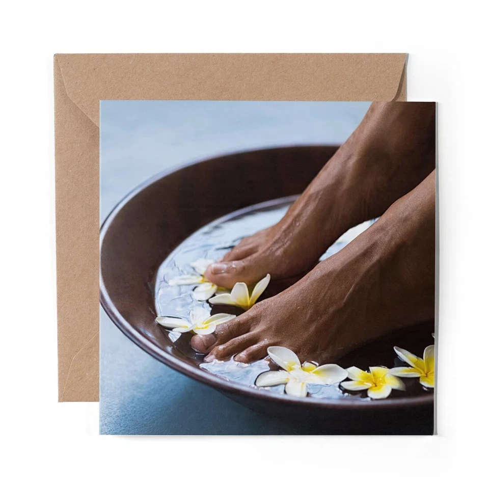 DV DESIGN 1 x Blank Greeting Card Pretty Foot Spa Soak Pedicure #51790