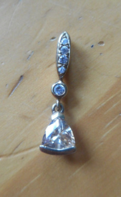 925 Silber Anhänger von Diamonique mit weißem Zirkon, vergoldet
