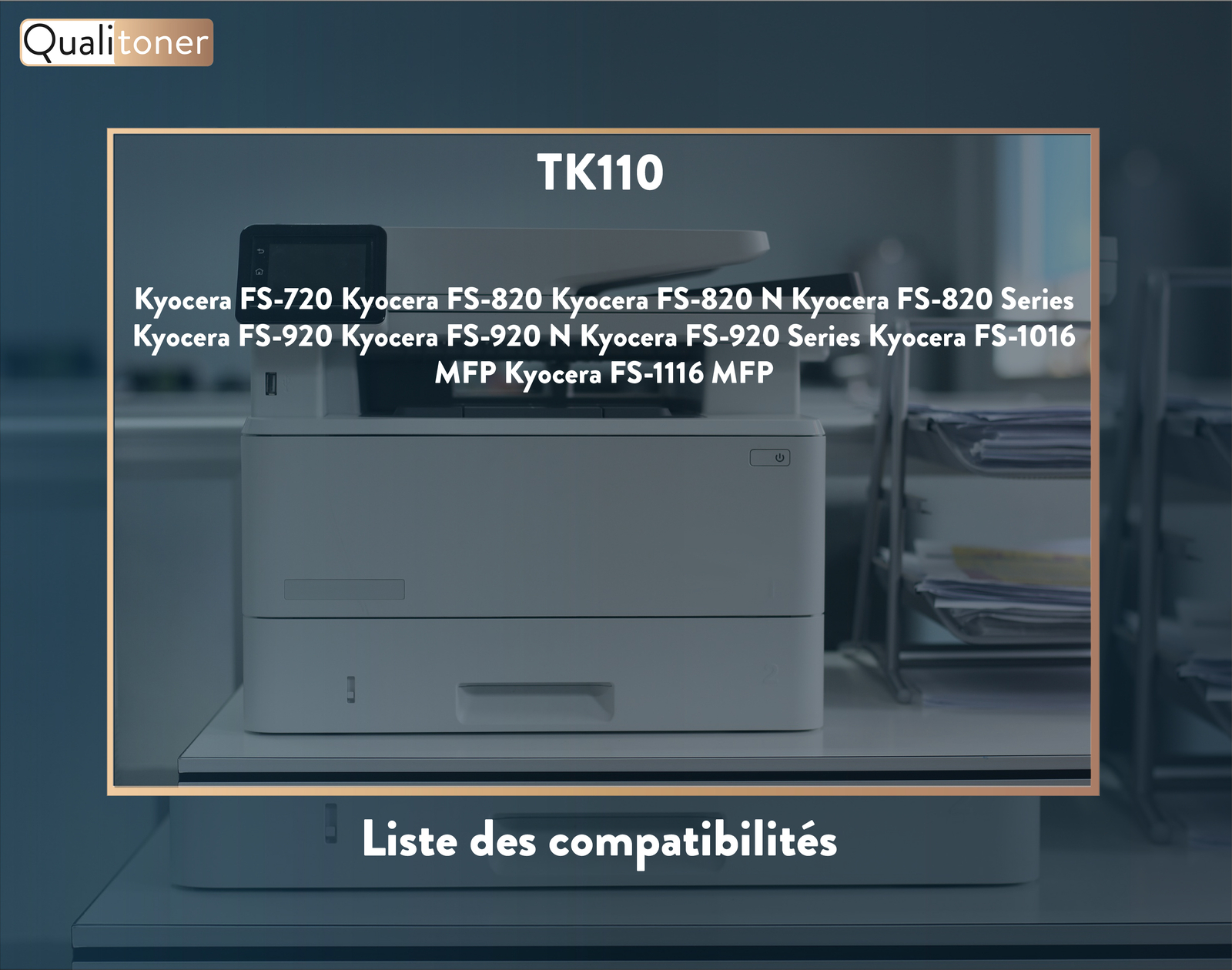 Toner TK110 noir compatible Kyocera pack de 2 pour impression de documents professionnels