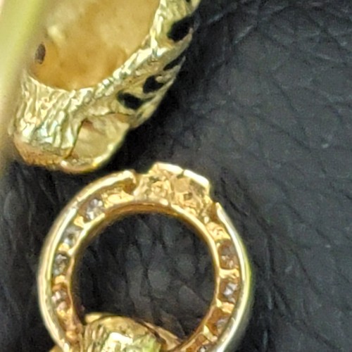 Tiger Heads Diamond & Ruby Enameled 18Kt Gold Hinged Bangle Bracelet France - Picture 11 of 12