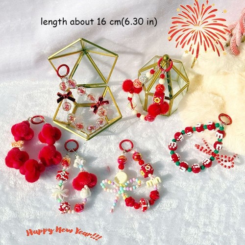 Red Mobile Phone Strap Beaded Phone Lanyard New Bag Pendant Keychain - Photo 2 sur 22