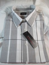 NWT Men's STRUCTURE SLIM FIT STRETCH LONG SLEEVE DRESS SHIRT, Core White Black