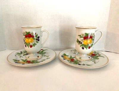 RARE Vintage Lenox Orchard Hostess Set Of 2 Fine Porcelain Mugs