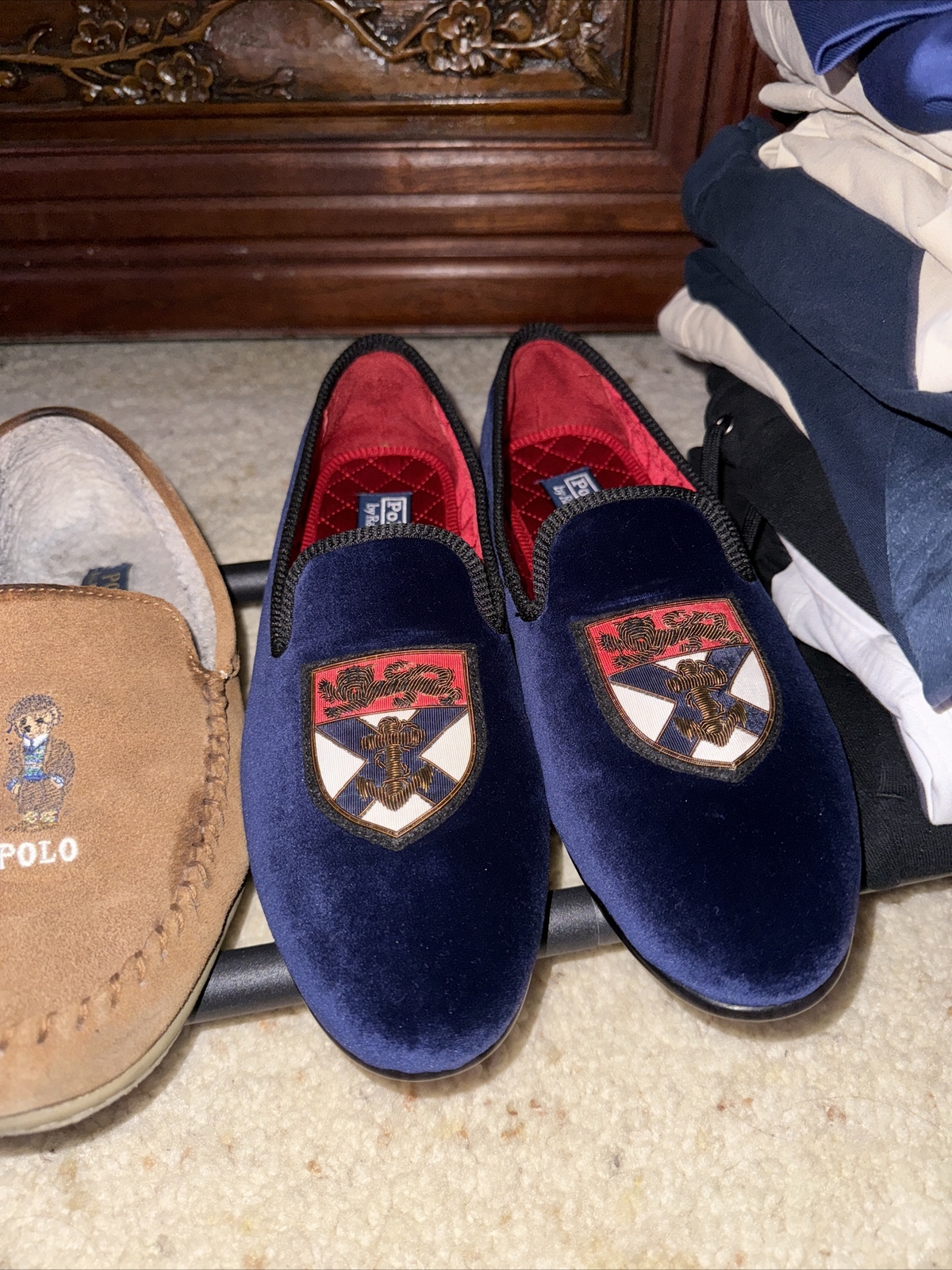 Polo By Ralph Lauren Velvet Crest Paxton Slippers eBay