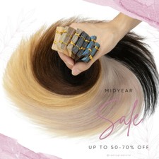 Balayage Tape In Human Hair Extensions Real Remy Skin Weft 60pcs Full Head 150g