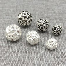 Sterling Silver Hollow Flower Vine Spiral Round Ball Beads 7mm 9mm 12mm