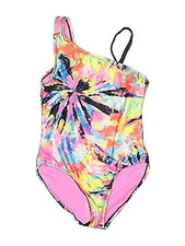 Wonder Nation Girls Tie Dye Swimsuit With UPF 50 1-Piece Multicolor Size S 6 
