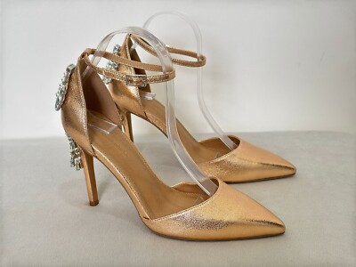 ASOS Womens Rose Gold Plaza Elegant Embellished Pointed Toe Heels Size 6/39  UK