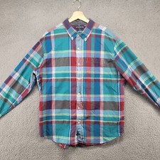 Old Navy shirt Men's XL Slim Fit Button Down Plaid Shirt Blue Red Yellow Purple