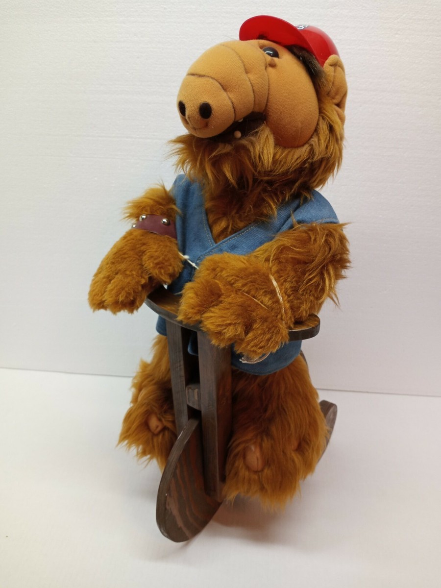 ALF PLUSHDOLL90→84 Vintage ALF PLUSH TOY DOLL RIDING A TRICYCLE with BASEBALL