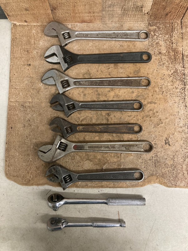 HUGE! LOT of 9 Adjustable Wrenches + Ratchets Wrench  Kobalt, Crescent, Thorsen