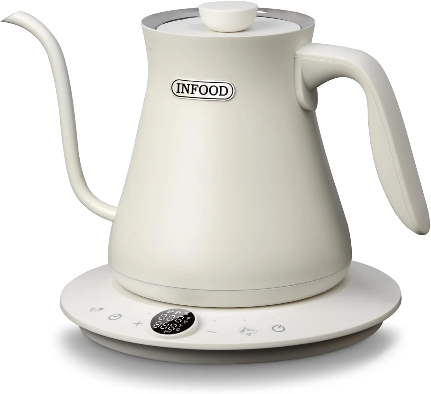Gooseneck Electric Kettle 0.8L 1200W Stainless Steel White Temp Control Auto Off