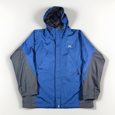 VTG Helly Hansen 90's Waterproof Breathable Hooded Blue Nylon Jacket Size L