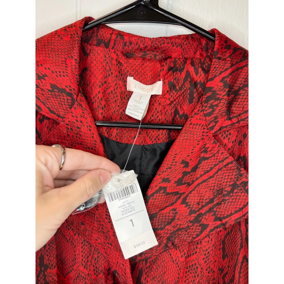 Gabardina Chicos Estampado Animal Cinturón Botón Rojo Estampado Serpiente Talla 1 (US8/M) Foto 3 de 4