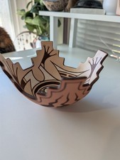 Native American Zuni Pottery Randy Nahohai Signed Dated 1998 Cut Rim Bowl